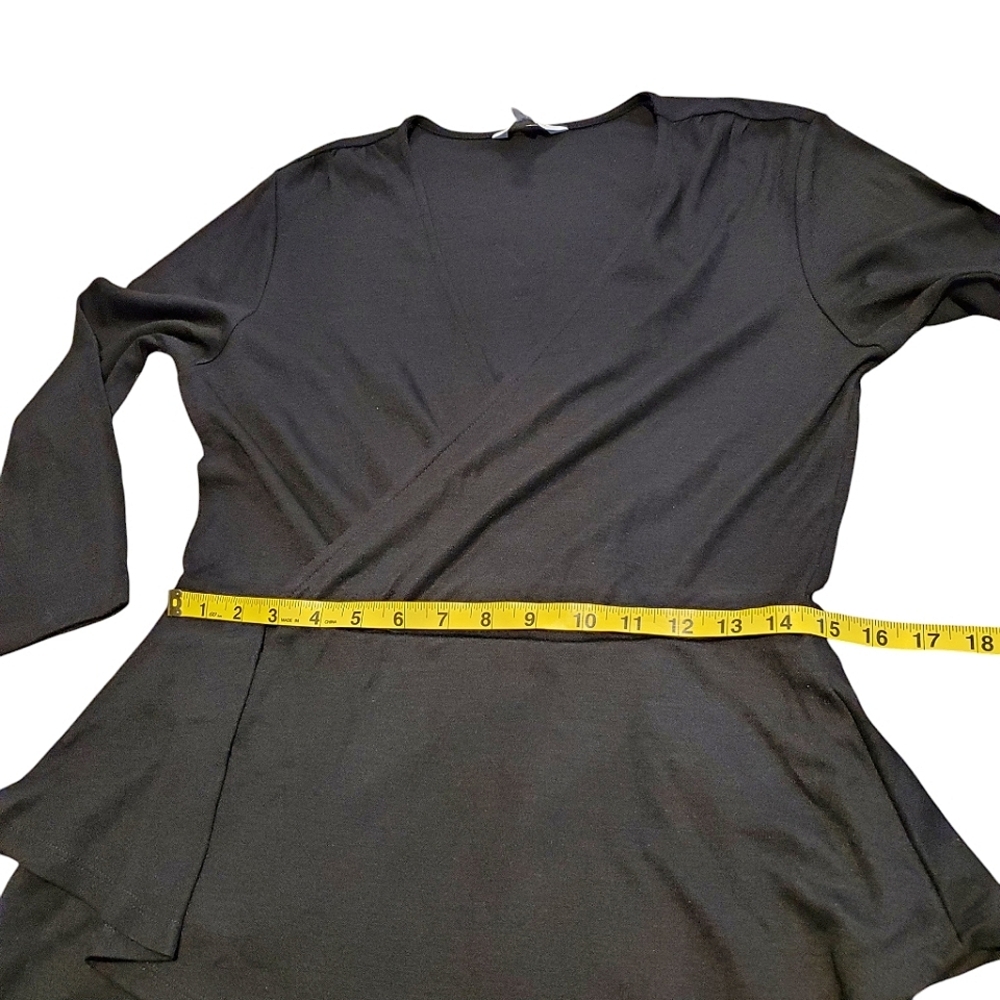 Garnet Hill Dress Whimsigoth Pin-Up Faux Wrap Soft Midi 100% Wool Peplum Large - Picture 10 of 12